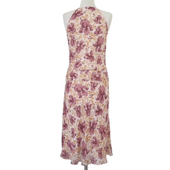 COLLETTE DINNIGAN Floral print silk dress sz M - Picture 3 of 5